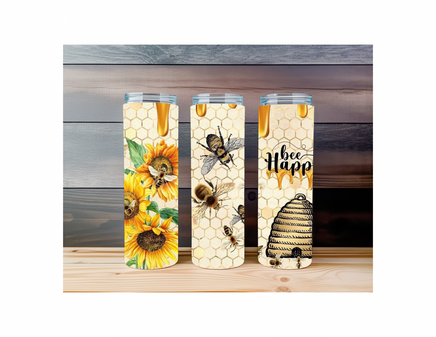 Sunflower Bee Happy 20 Ounce Tumbler